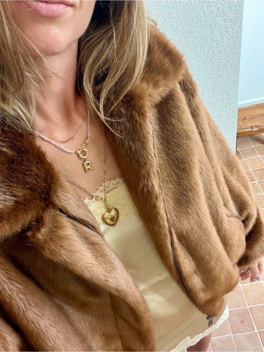 The Frankie Shop Brown Faux-Fur Bomber Jacket